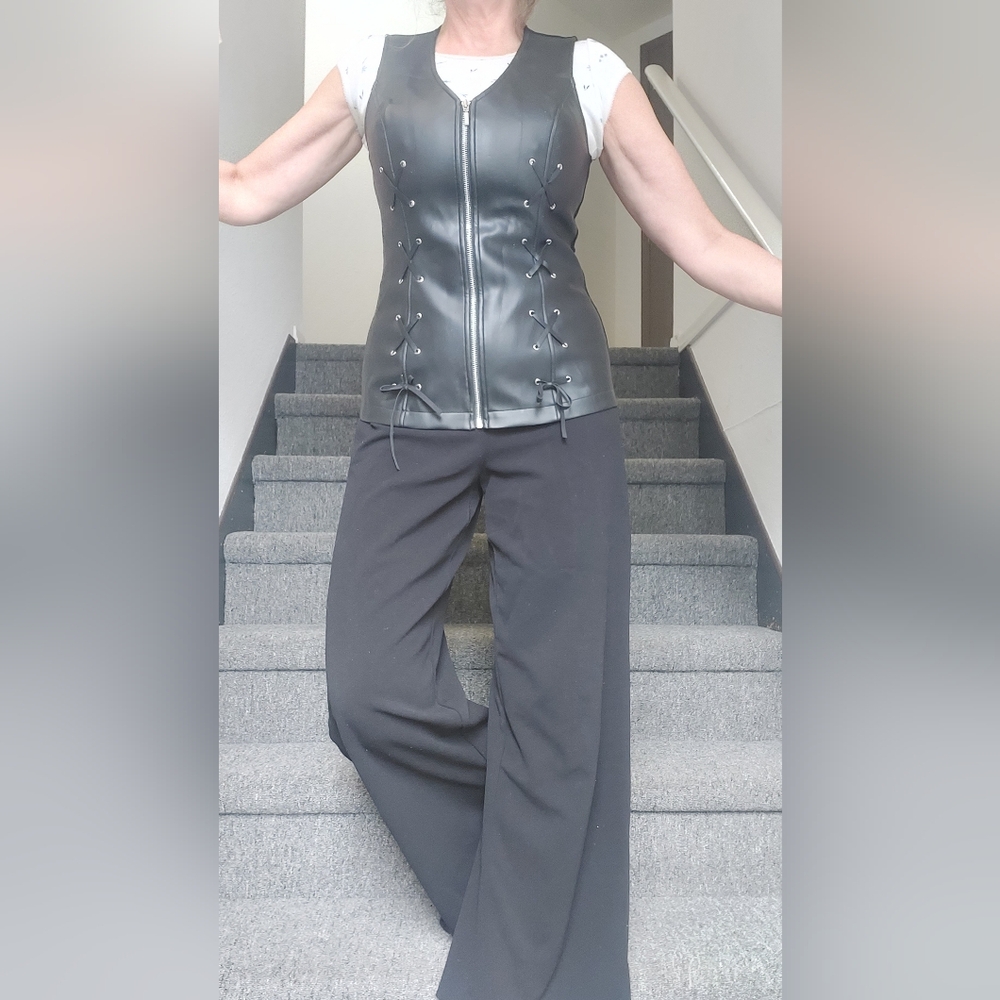 Black Faux Leather Vest